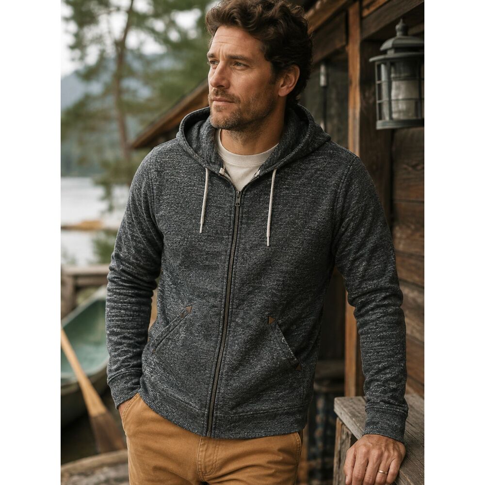 Taylor Stitch Gray 100% Organic Cotton Full Zip Sweatshirt Hoodie  Mens Size 40